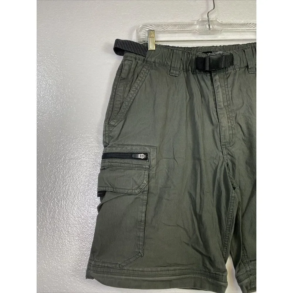 BC Clothing Cargo Shorts MX32 Mens Gray Belt‎ Stretch zip Outdoor Hiking Fishing